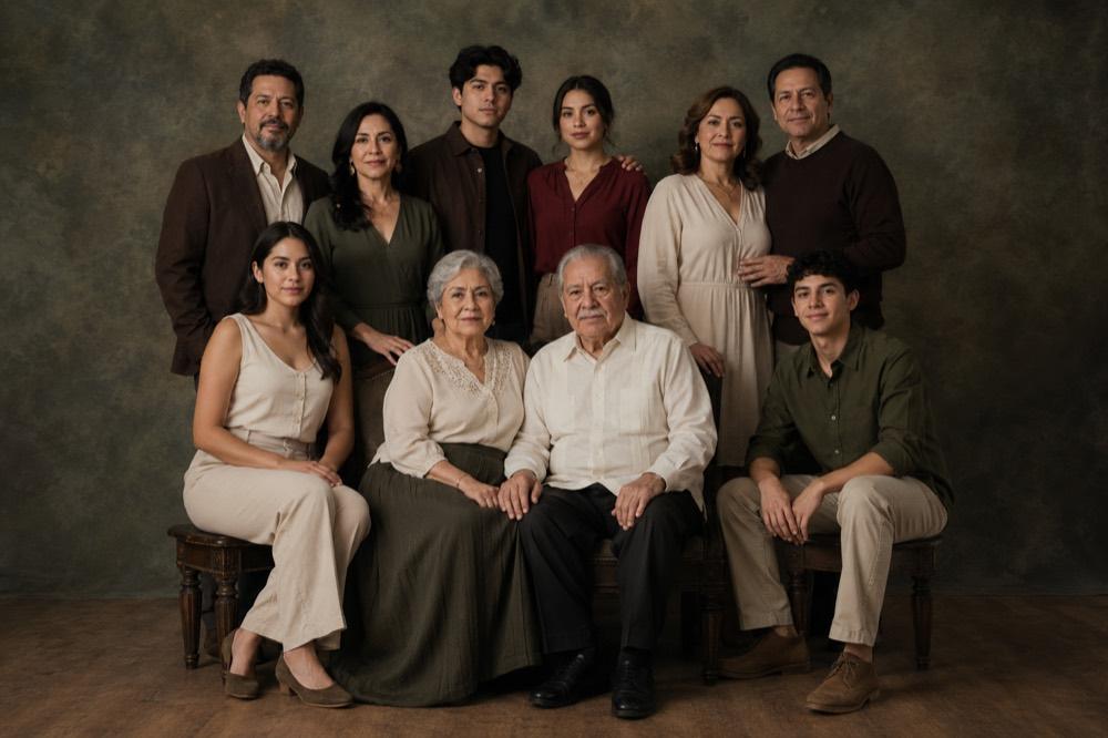 Retrato multigeneracional de una familia amplia